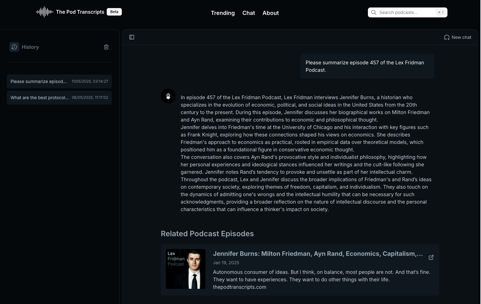 Pod Transcripts AI Chatbot